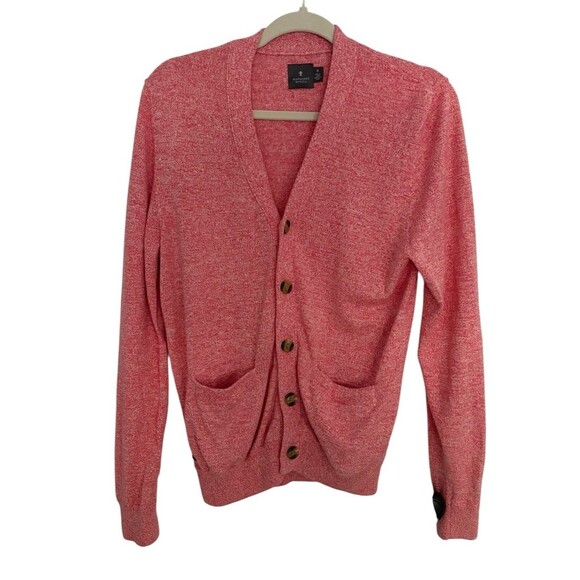Hawkings McGill 100% Cotton Cardigan Sweater Men's Size Small Heathered Salmon - Picture 1 of 13